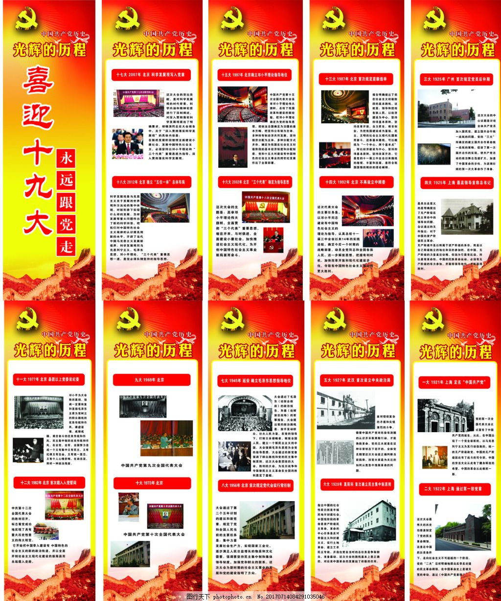光輝的歷程,黨建 黨的歷屆代表大會 黨的歷程展板 黨史-
